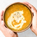 Bursting with fall flavours, creamy pumpkin and corn chowder is ready in under 30 minutes! It's the perfect vegetarian and gluten-free weeknight dinner. | aheadofthyme.com