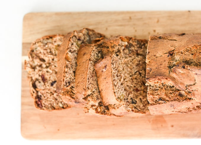 When you combine walnuts, raisins and dried fruit in a nutty banana bread, the result is a tender and moist loaf that is truly irresistible. | aheadofthyme.com