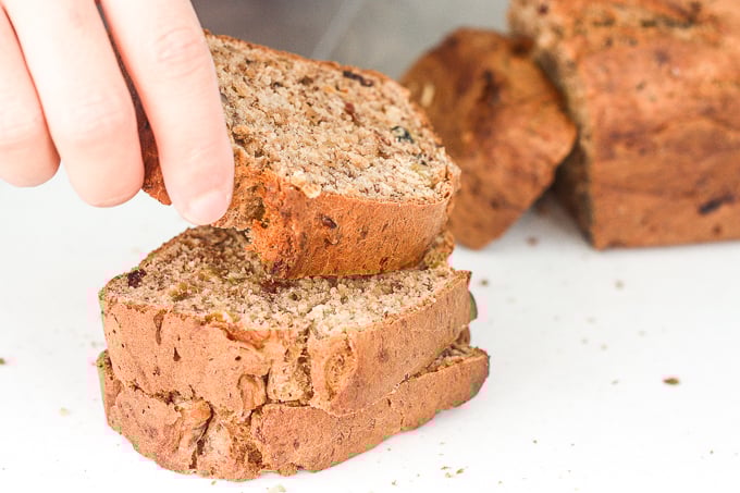 When you combine walnuts, raisins and dried fruit in a nutty banana bread, the result is a tender and moist loaf that is truly irresistible. | aheadofthyme.com