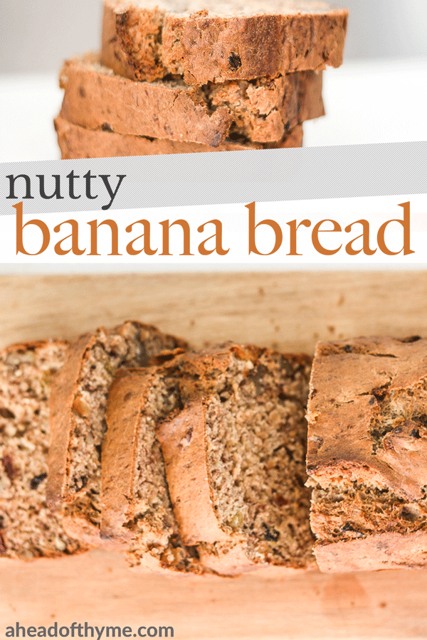 When you combine walnuts, raisins and dried fruit in a nutty banana bread, the result is a tender and moist loaf that is truly irresistible. | aheadofthyme.com