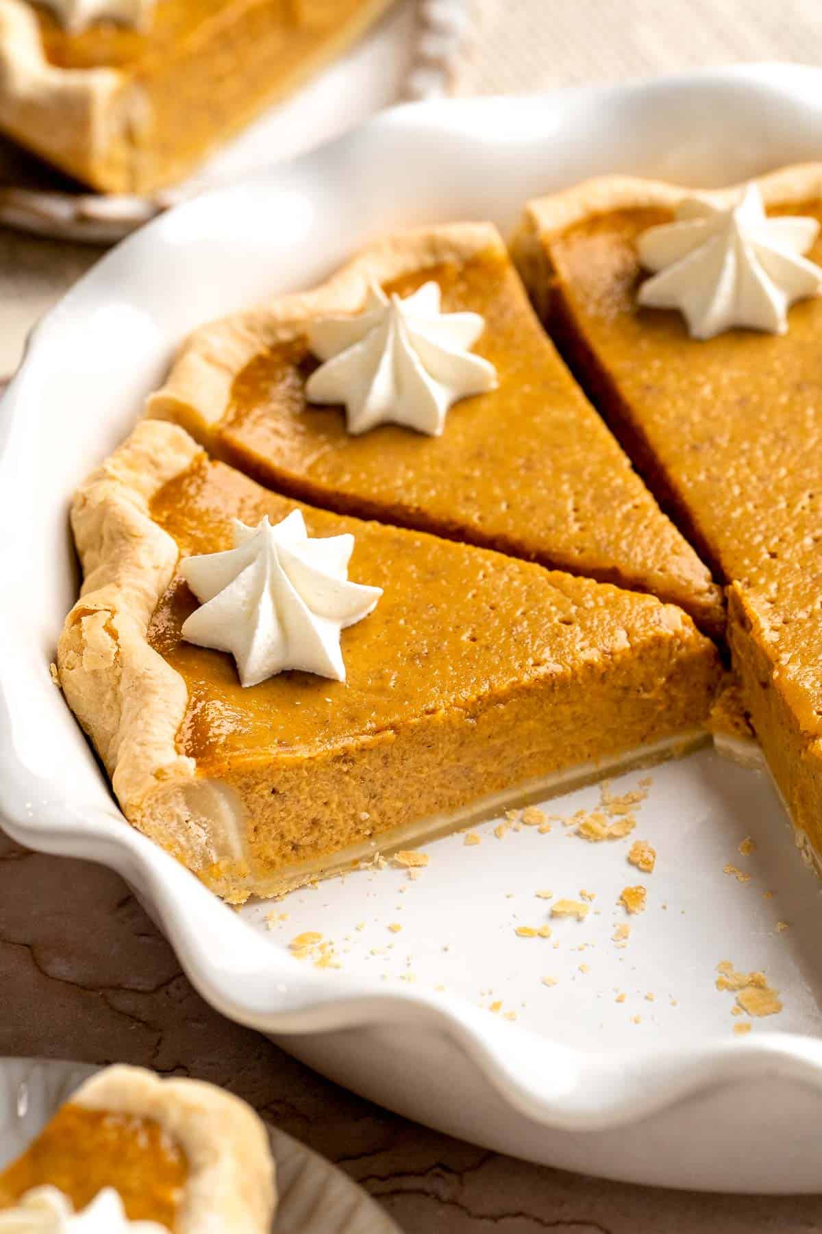 Classic Homemade Pumpkin Pie from Scratch features a buttery flaky crust and silky spiced filling — the perfect Thanksgiving dessert everyone loves. | aheadofthyme.com