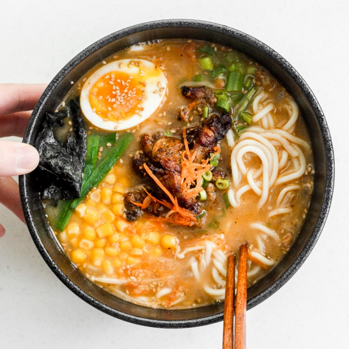 Healthy Miso Ramen with Chicken Ahead of Thyme