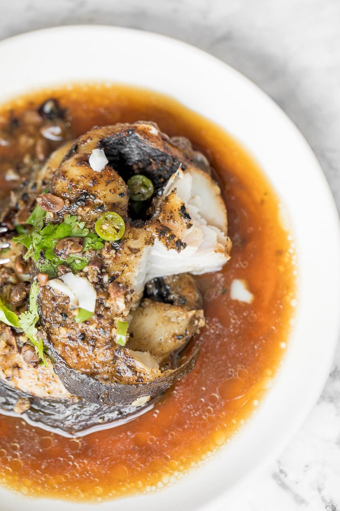 Flaky, oily, and tender air fryer cod with black bean sauce is bursting with flavour and takes less than 20 minutes to make. The perfect weeknight dinner. | aheadofthyme.com