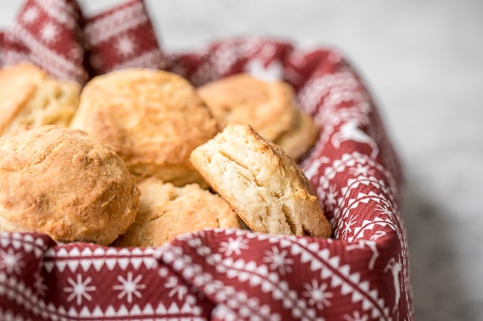 Flaky, fluffy, buttery, and soft, these easy homemade biscuits come together with only a handful of ingredients you already have at home! | aheadofthyme.com