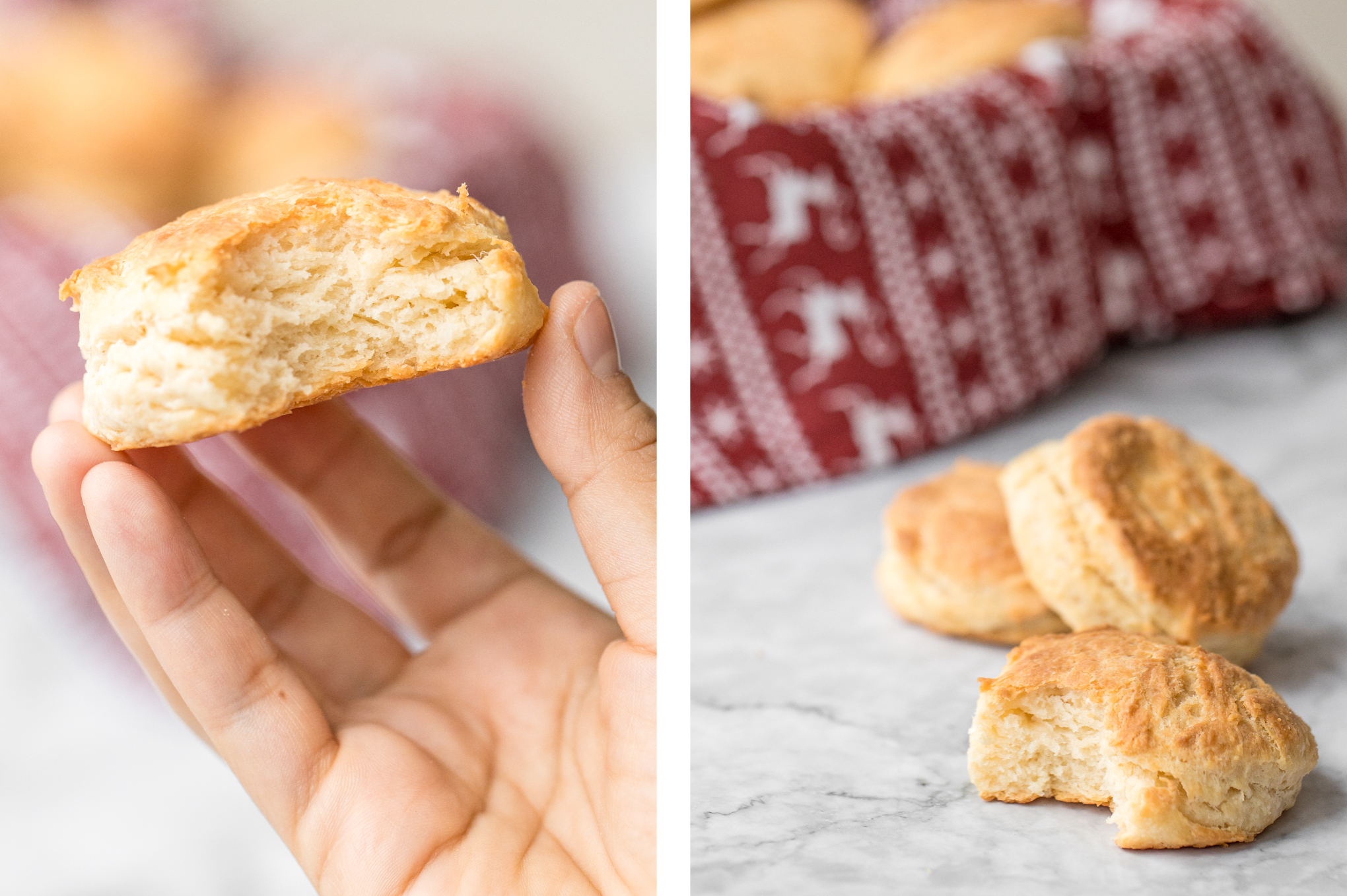 Flaky, fluffy, buttery, and soft, these easy homemade biscuits come together with only a handful of ingredients you already have at home! | aheadofthyme.com