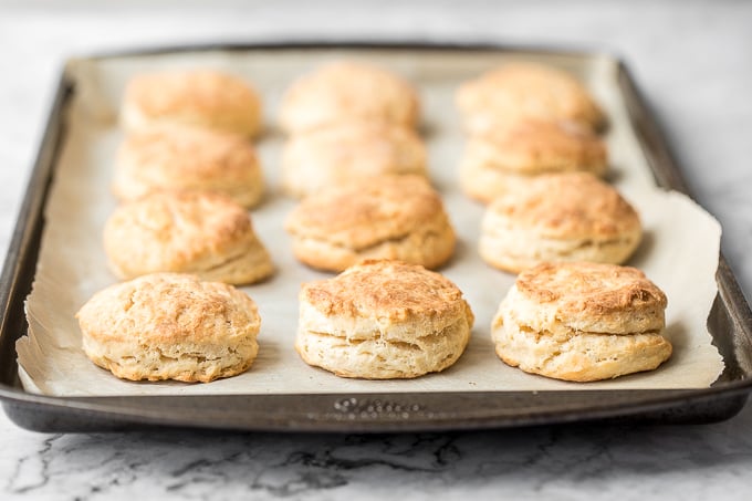 Flaky, fluffy, buttery, and soft, these easy homemade biscuits come together with only a handful of ingredients you already have at home! | aheadofthyme.com