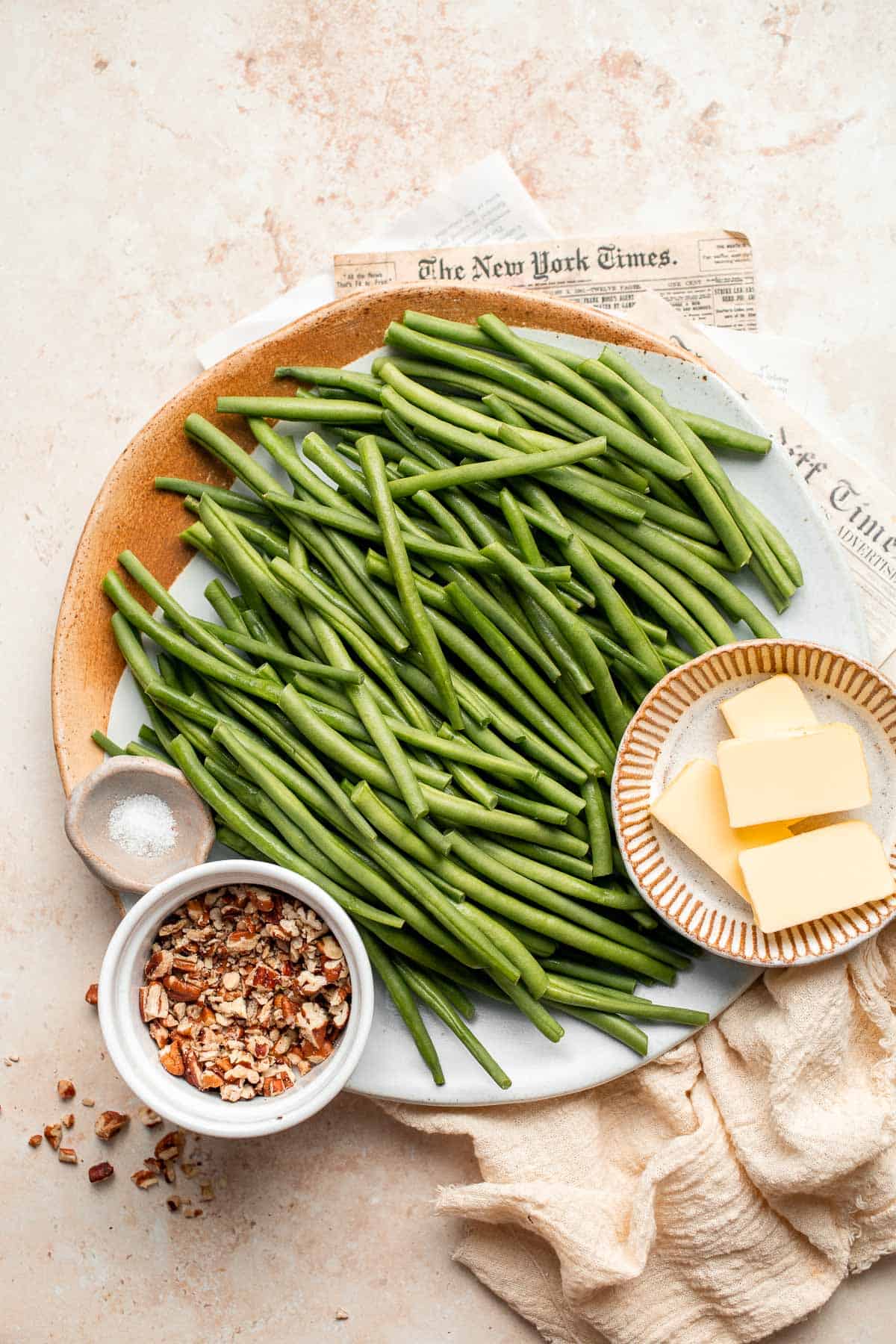 Green Beans with Pecans is a delicious and nutritious way to dress up earthy green beans with crunchy pecans. Serve this easy side dish any day! | aheadofthyme.com