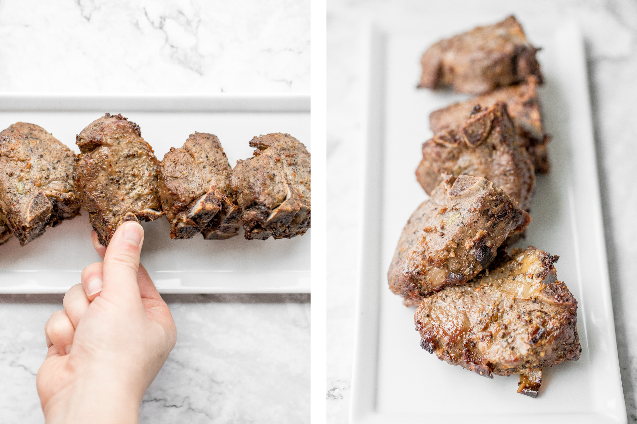 Juicy, tender, and delicious 18-minute air fryer lamb chops is marinated in a dijon garlic sauce and will change the way you cook lamb forever! | aheadofthyme.com