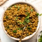 Easy 20-Minute One Pot Lentils are a healthy, nourishing, and delicious vegan meal that is easy to make in a few simple steps. Make a big batch and freeze! | aheadofthyme.com