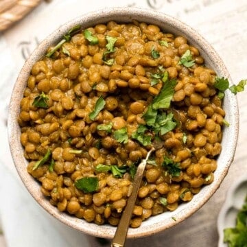 Easy 20-Minute One Pot Lentils are a healthy, nourishing, and delicious vegan meal that is easy to make in a few simple steps. Make a big batch and freeze! | aheadofthyme.com