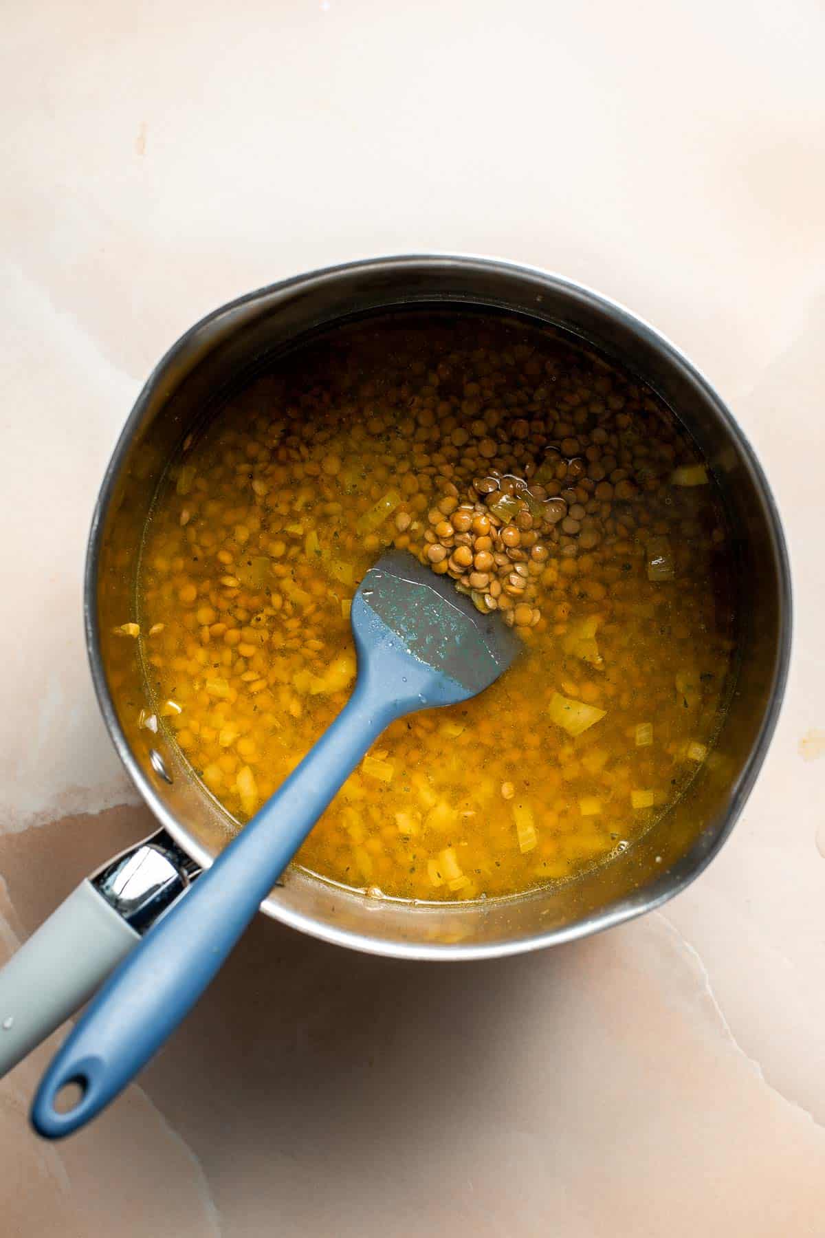 Easy 20-Minute One Pot Lentils are a healthy, nourishing, and delicious vegan meal that is easy to make in a few simple steps. Make a big batch and freeze! | aheadofthyme.com