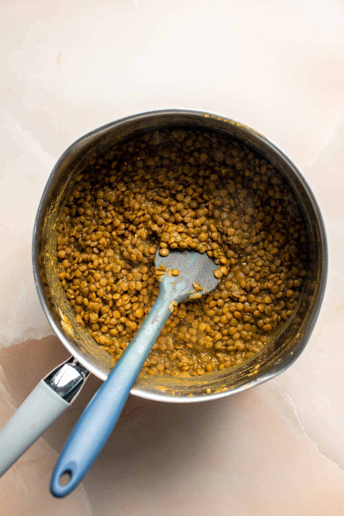 Easy 20-Minute One Pot Lentils are a healthy, nourishing, and delicious vegan meal that is easy to make in a few simple steps. Make a big batch and freeze! | aheadofthyme.com