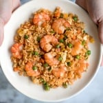 Quick and easy, one-pan, 10-minute seafood fried rice with tiger prawns is so much healthier, tastier and better than takeout. It's the easiest weeknight meal. | aheadofthyme.com