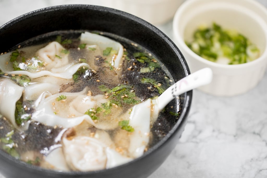 This easy, better than takeout, 10-minute Shanghai style wonton soup is the perfect soup to make for one person and is packed with classic Asian flavours. | aheadofthyme.com