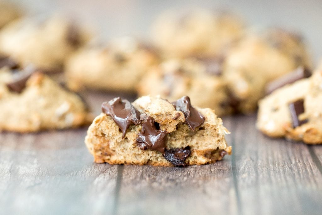 Brown butter oatmeal chocolate chip banana bread cookie bites are thick, fluffy, pillowy, cake-like little bites of banana bread heaven. | aheadofthyme.com