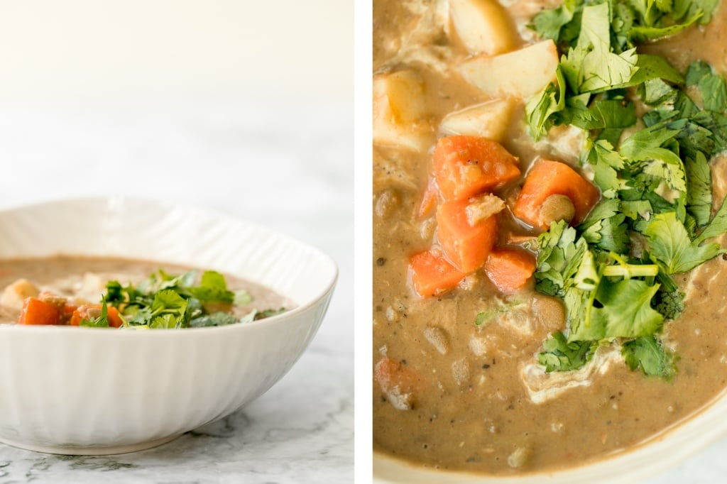 Indian-inspired, vegan, creamy coconut curry lentil soup is an easy and simple 30-minute pantry meal that is packed with spices for maximum flavour. | aheadofthyme.com