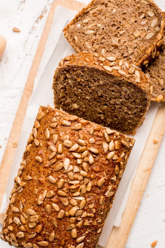 Learn how to make a delicious, golden brown loaf of homemade sunflower seed bread today! It is soft and fluffy on the inside, and crispy on the outside. | aheadofthyme.com