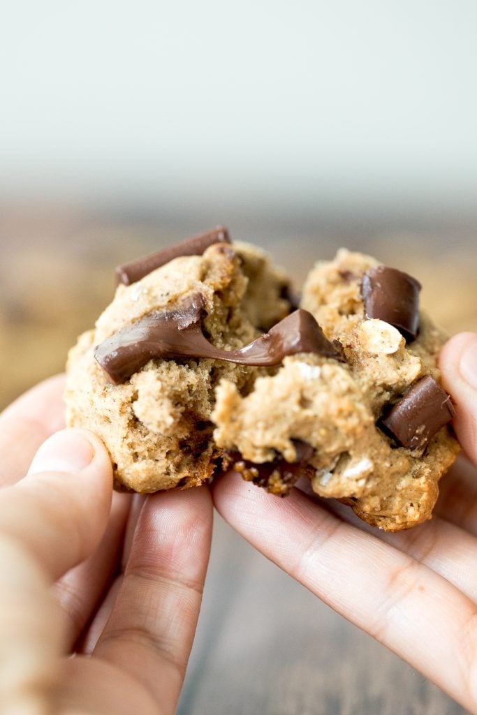 Brown butter oatmeal chocolate chip banana bread cookies are thick, fluffy, pillowy, cake-like little bites of banana bread heaven. | aheadofthyme.com