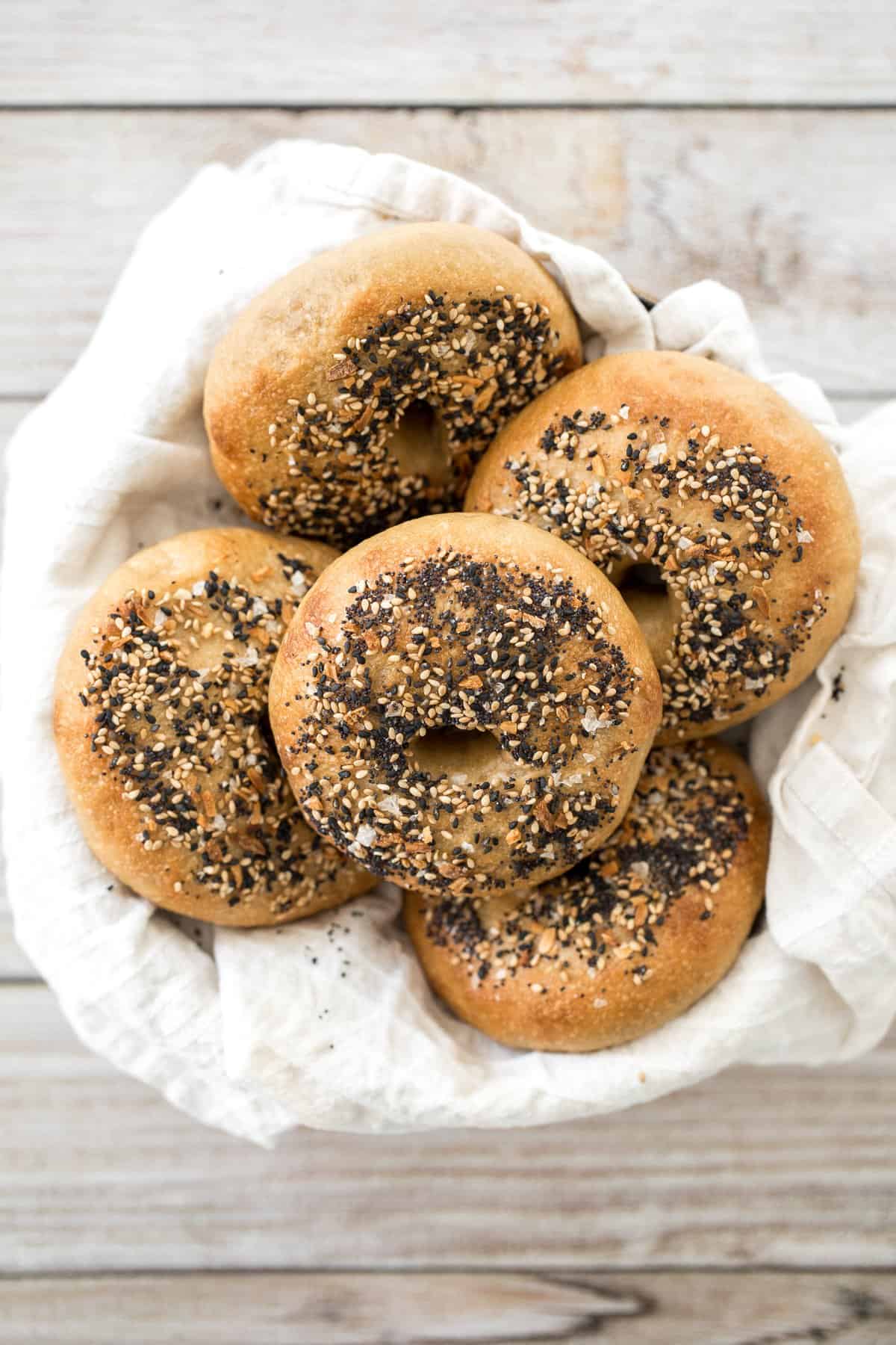 Easy homemade everything bagels with a signature everything bagel seasoning blend on top are just like bakery-style bagels and so easy to make at home. | aheadofthyme.com