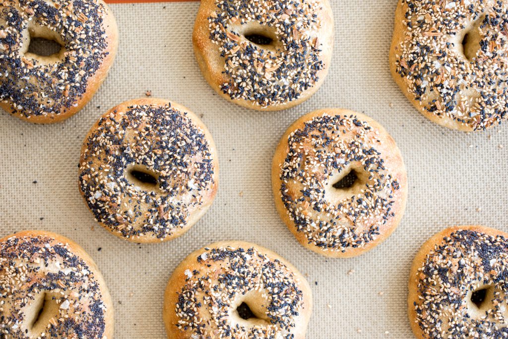 Easy homemade everything bagels with a signature everything bagel seasoning blend on top are just like bakery-style bagels and so easy to make at home. | aheadofthyme.com