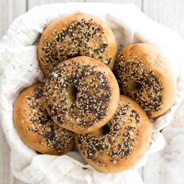 Easy homemade everything bagels with a signature everything bagel seasoning blend on top are just like bakery-style bagels and so easy to make at home. | aheadofthyme.com