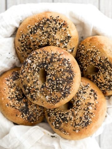 Easy homemade everything bagels with a signature everything bagel seasoning blend on top are just like bakery-style bagels and so easy to make at home. | aheadofthyme.com