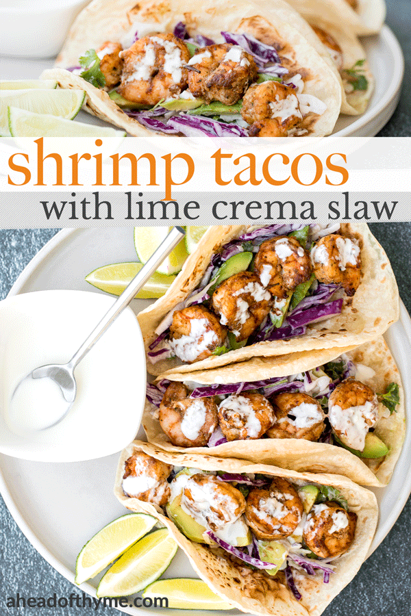 Shrimp Tacos with Lime Crema Slaw