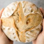 Small batch sourdough bread is airy and chewy with a crisp crust and a mild flavour. It takes less than 15 minutes of actual prep and requires no kneading. | aheadofthyme.com