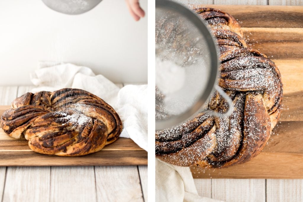 Soft and fluffy sourdough cinnamon roll twist bread is buttery and layered with cinnamon sugar. Prep it the night before and freshly bake it for breakfast. | aheadofthyme.com