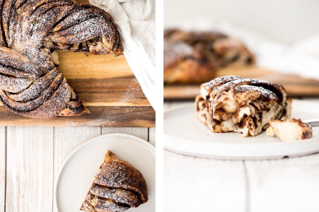 Soft and fluffy sourdough cinnamon roll twist bread is buttery and layered with cinnamon sugar. Prep it the night before and freshly bake it for breakfast. | aheadofthyme.com
