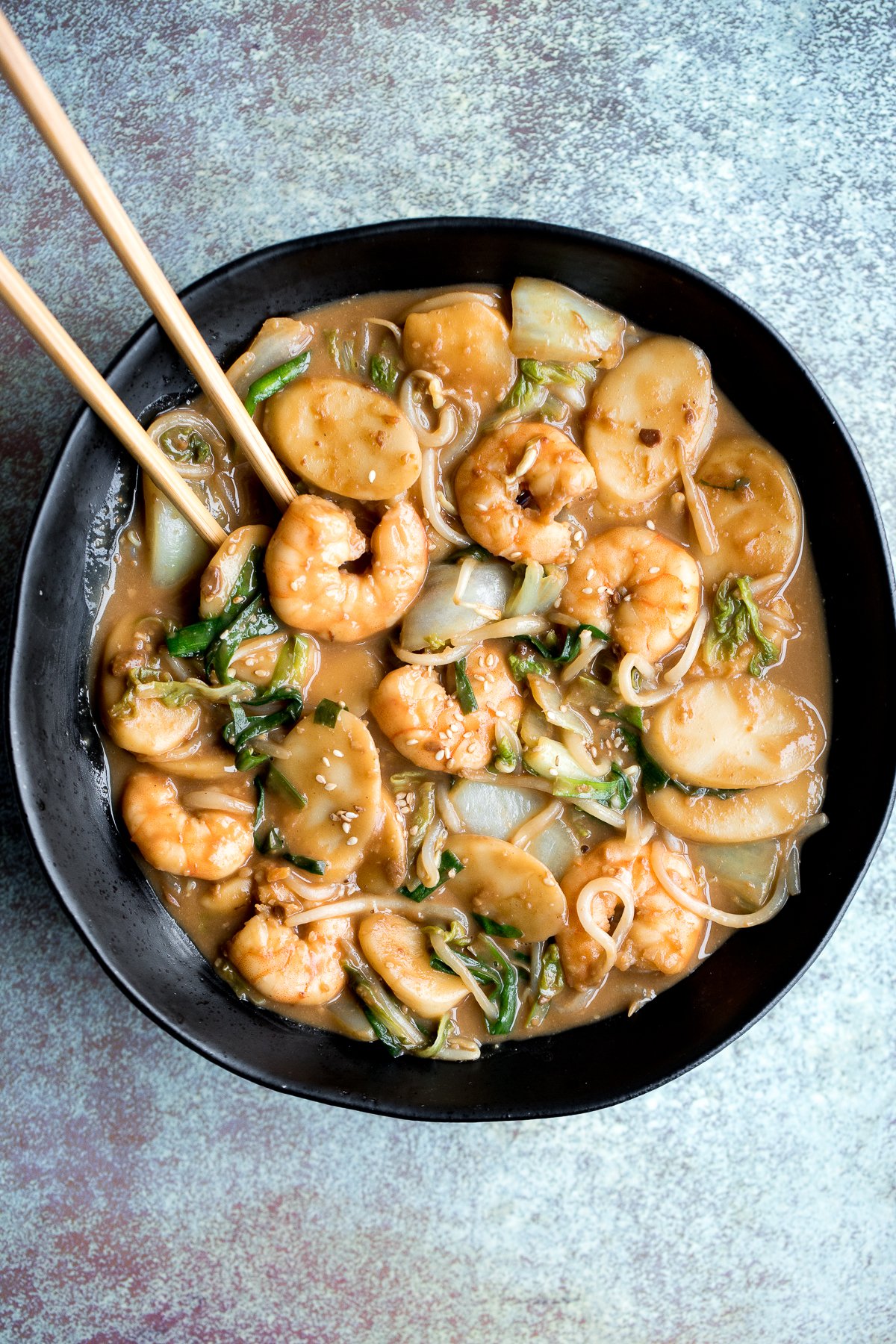Stir-Fried Rice Cakes with Shrimp