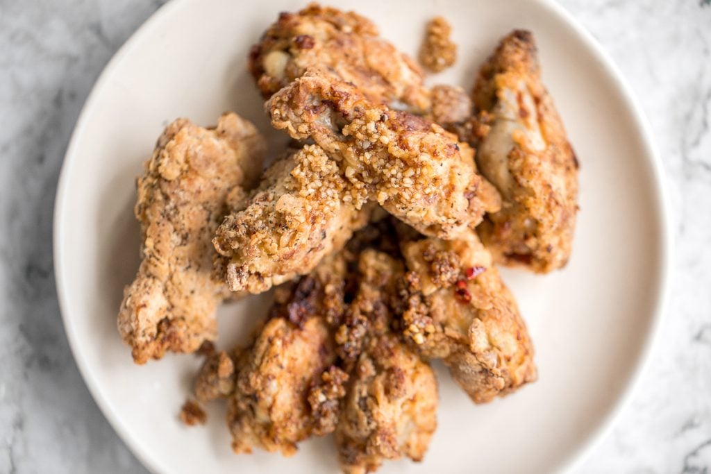 The BEST breaded fried chicken wings -- extra crispy and crunchy outside, tender and juicy inside. You can't even tell they're air fried, not deep-fried! | aheadofthyme.com