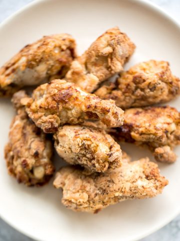 The BEST breaded fried chicken wings -- extra crispy and crunchy outside, tender and juicy inside. You can't even tell they're air fried, not deep-fried! | aheadofthyme.com