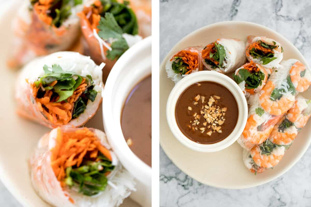 Vietnamese Salad Rolls with Peanut Dipping Sauce