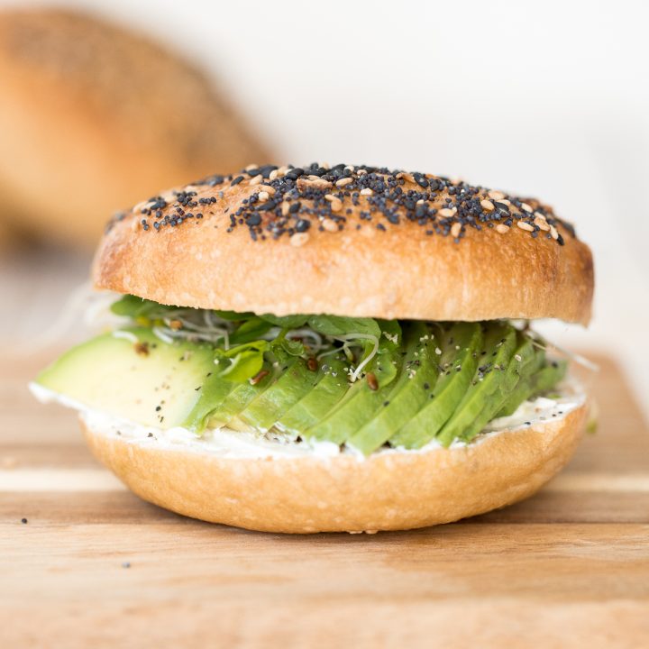 Avocado Bagel with Microgreens Ahead of Thyme