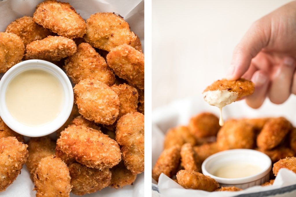 Easy homemade chicken nuggets with chicken breast are golden and crisp on the outside and juicy and tender inside. They're freezer-friendly so make extra. | aheadofthyme.com