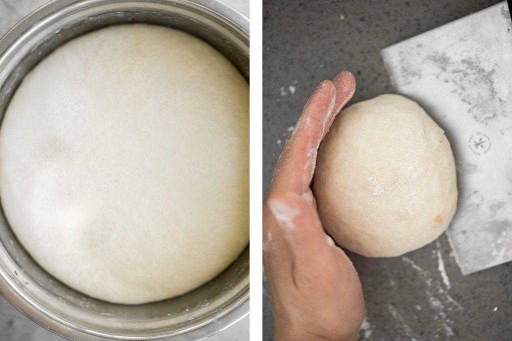 Use excess sourdough starter discard to make the best, easiest homemade small batch sourdough pizza dough to make an airy and chewy sourdough pizza crust. | aheadofthyme.com