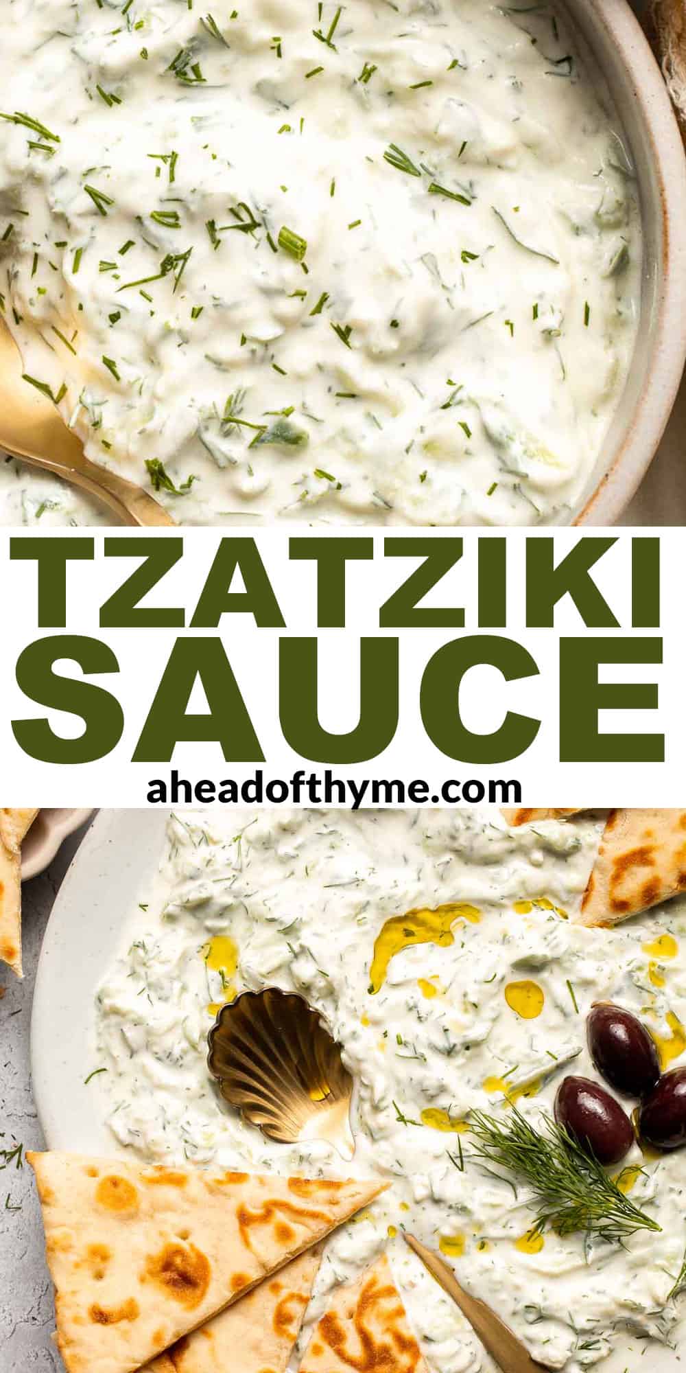 Easy Tzatziki Sauce is a cool, creamy Greek dip made with thick Greek yogurt, crisp cucumber, zesty lemon juice, and fresh dill. Quick and easy too! | aheadofthyme.com