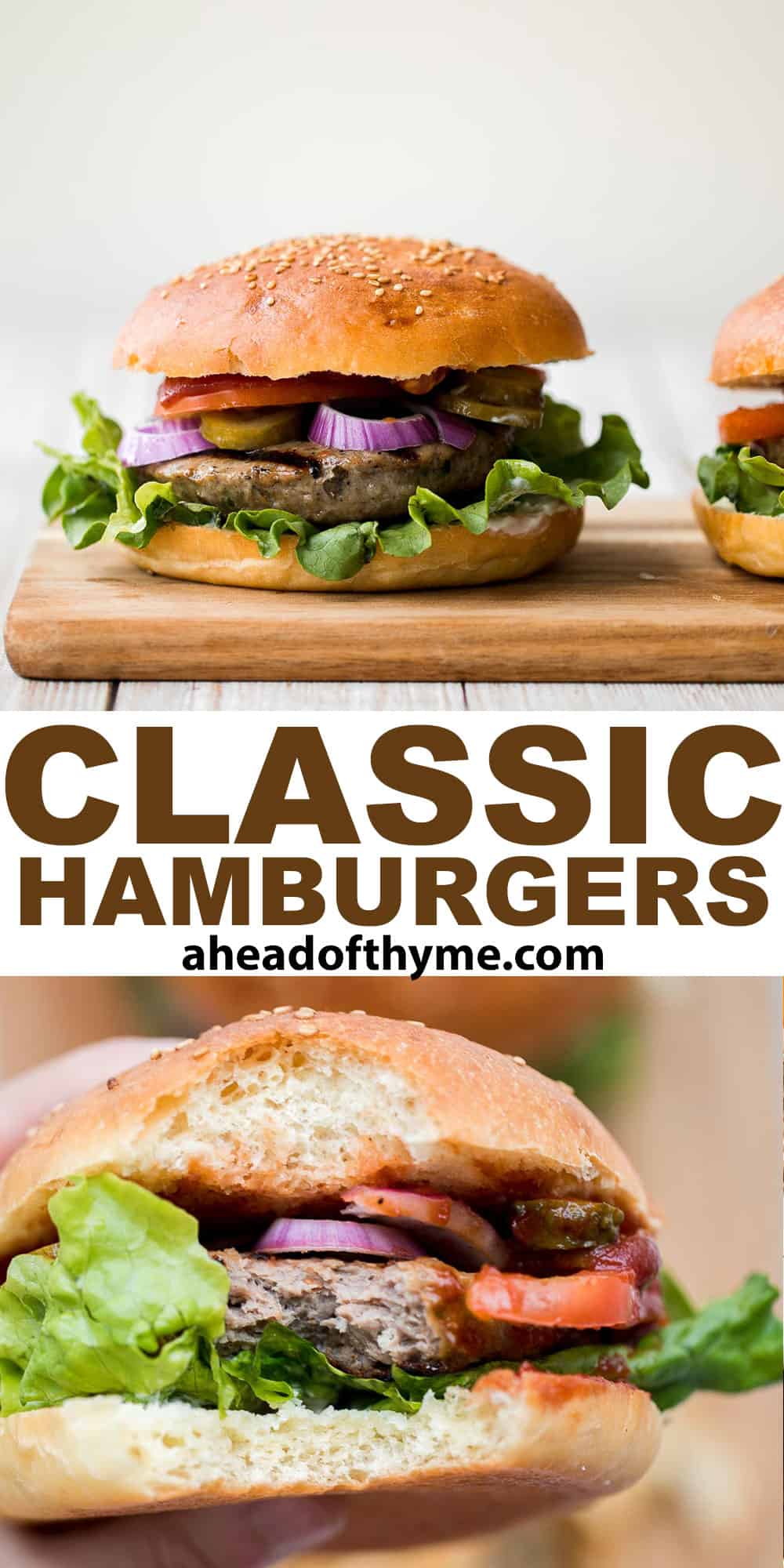 Better than the steakhouse, these classic juicy hamburgers are perfectly seasoned, so flavourful and delicious. Make them on the grill or on the stove. | aheadofthyme.com