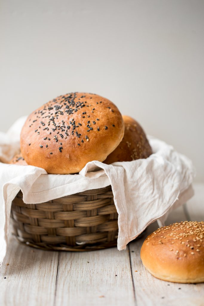 Soft and fluffy, artisan, easy homemade hamburger buns topped with sesame seeds are light, airy, so flavourful and take just 15 minutes of actual prep work. | aheadofthyme.com