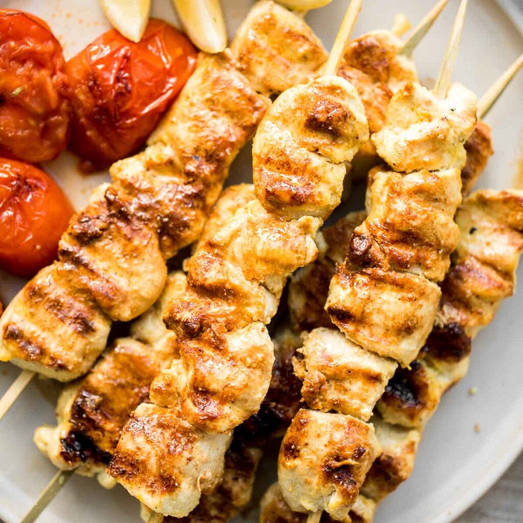 Joojeh Kabob are classic Persian saffron chicken kebabs marinated in lemon and saffron for authentic Iranian flavor. Perfect for grilling or oven-baking! | aheadofthyme.com