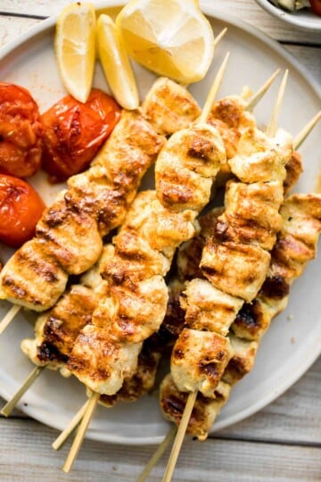 Joojeh Kabob are classic Persian saffron chicken kebabs marinated in lemon and saffron for authentic Iranian flavor. Perfect for grilling or oven-baking! | aheadofthyme.com