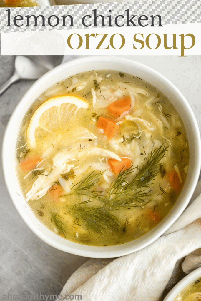 Smooth, hearty and light, one pot lemon chicken orzo soup is pure comfort in a bowl. This family favourite is like chicken noodle soup with a major upgrade. | aheadofthyme.com