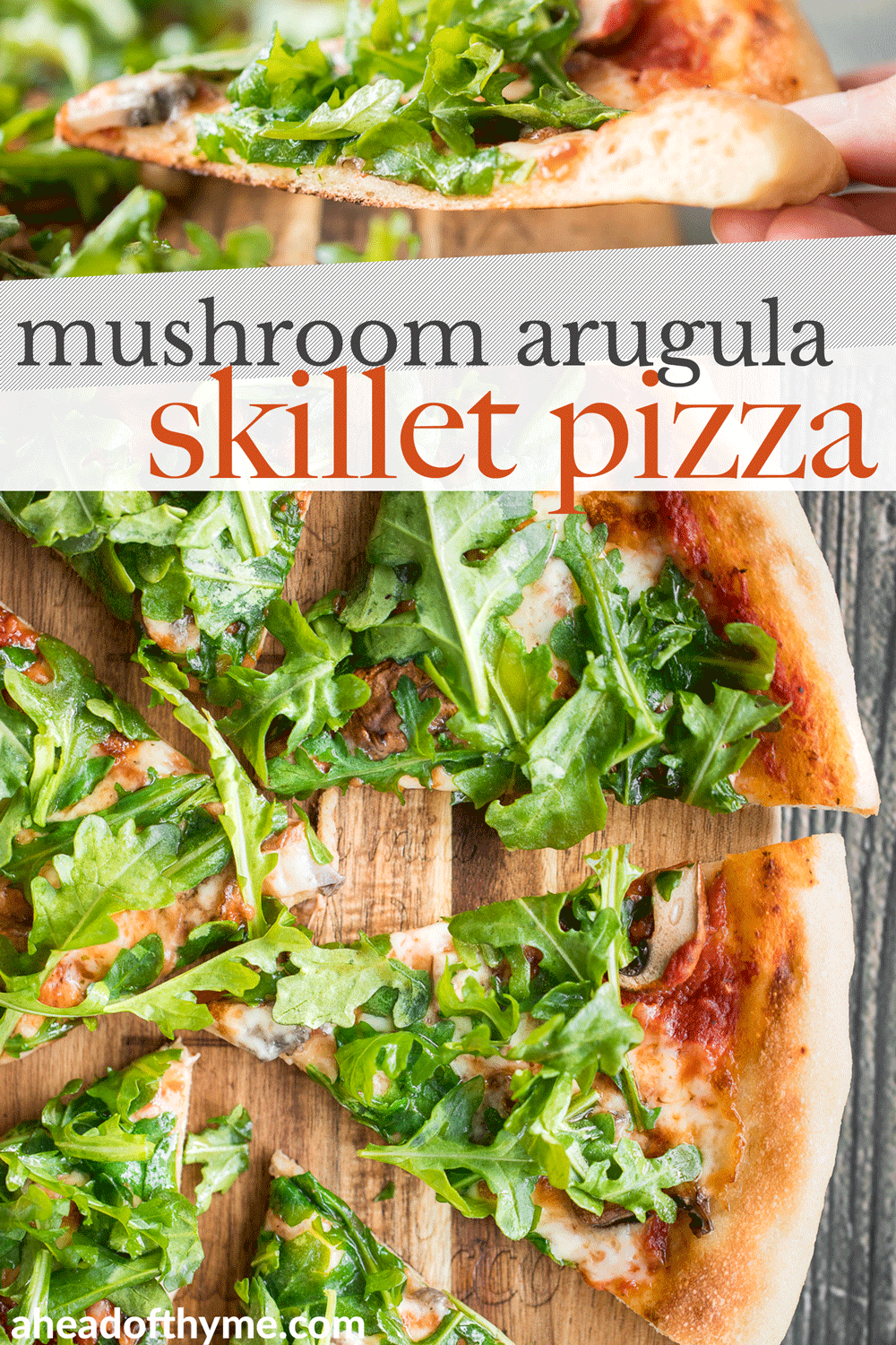 Mushroom and Arugula Skillet Pizza