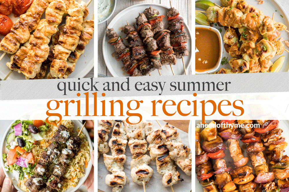 Fire up the grill for these top 15 quick and easy summer grilling recipes including grilled skewers, steak, chicken, seafood and lamb, in under 30 minutes. | aheadofthyme.com