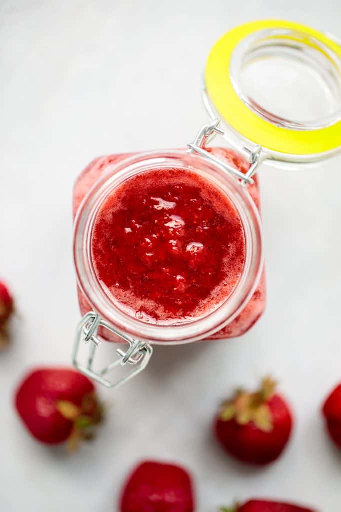 Quick and easy, homemade small batch strawberry jam is so simple to make in one pot with just 3 ingredients and no pectin. It's bright, sweet and addictive. | aheadofthyme.com