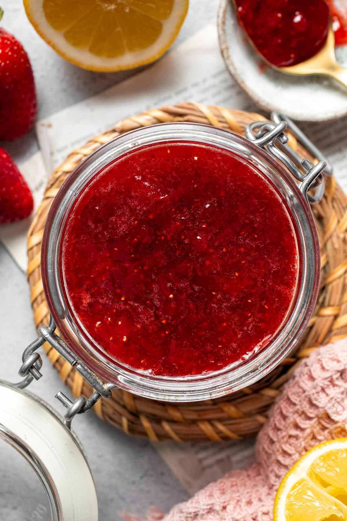 Quick and easy, homemade Small Batch Strawberry Jam is so simple to make in one pot with just 3 ingredients and no pectin. It's sweet, glossy, and thick. | aheadofthyme.com