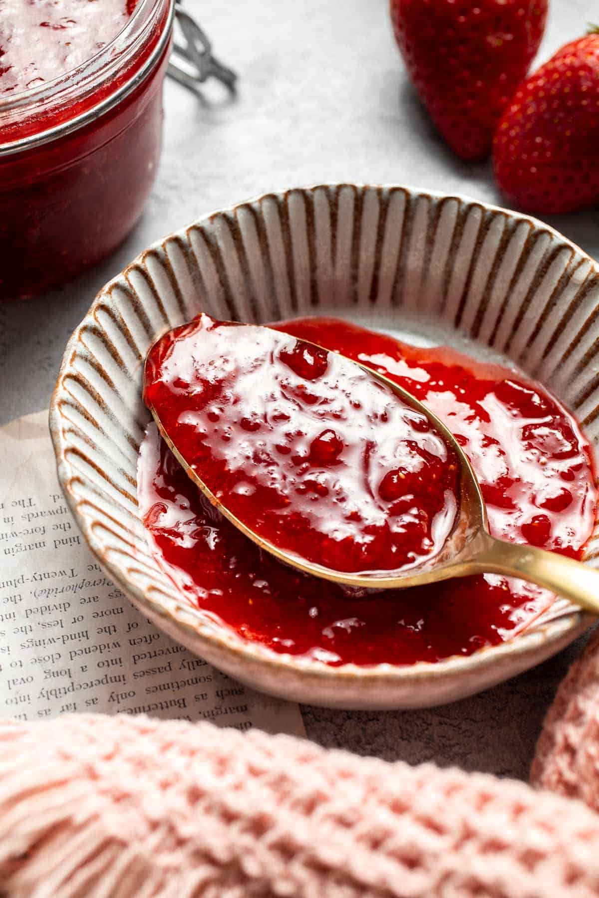 Quick and easy, homemade Small Batch Strawberry Jam is so simple to make in one pot with just 3 ingredients and no pectin. It's sweet, glossy, and thick. | aheadofthyme.com