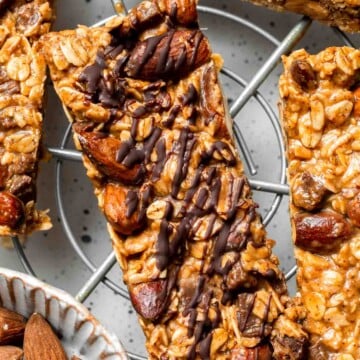 Almond Butter Granola Bars are the perfect handheld snack for back to school or work lunches. They are healthy, gluten-free, and have no refined sugar. | aheadofthyme.com