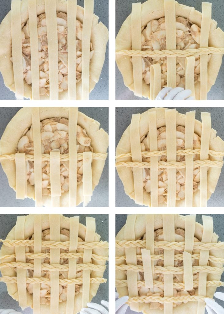 This braided lattice apple pie is packed with cinnamon apples tossed in a caramel sauce and sealed in a buttery, flaky pie crust with a braided lattice top. | aheadofthyme.com